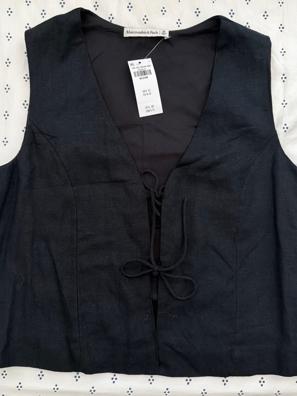 Abercrombie & Fitch Black Linen Tie-Front Sleeveless Top